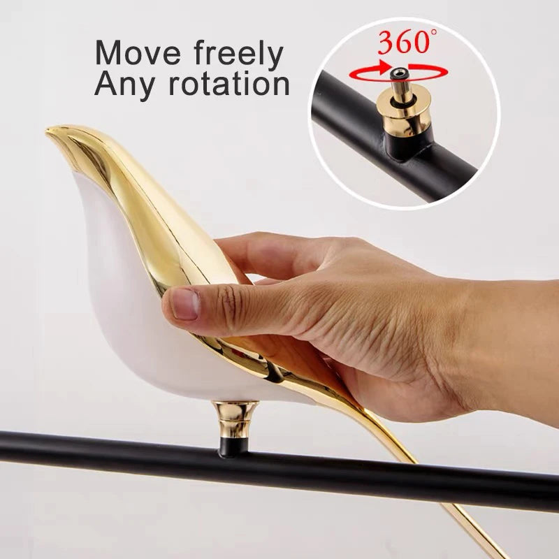 Creative Bird 360° Rotatable LED Wall Lamps Bedroom Bedside Indoor Golden Touch Switch LED Wall Lights Wall Sconce