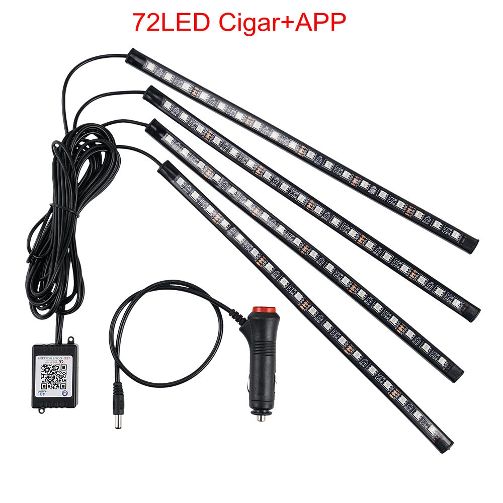 Car Ambient Light Strip 10W USB LED Car Interior Atmosphere Foot Light Decoration RGB Neon Strip with APP Voice Music Control