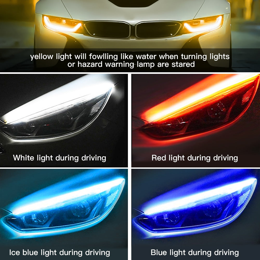 Automotive Headlights Turn Signal Daytime Running Lights 2pcs LED Flexible Waterproof Light Car Accessories
