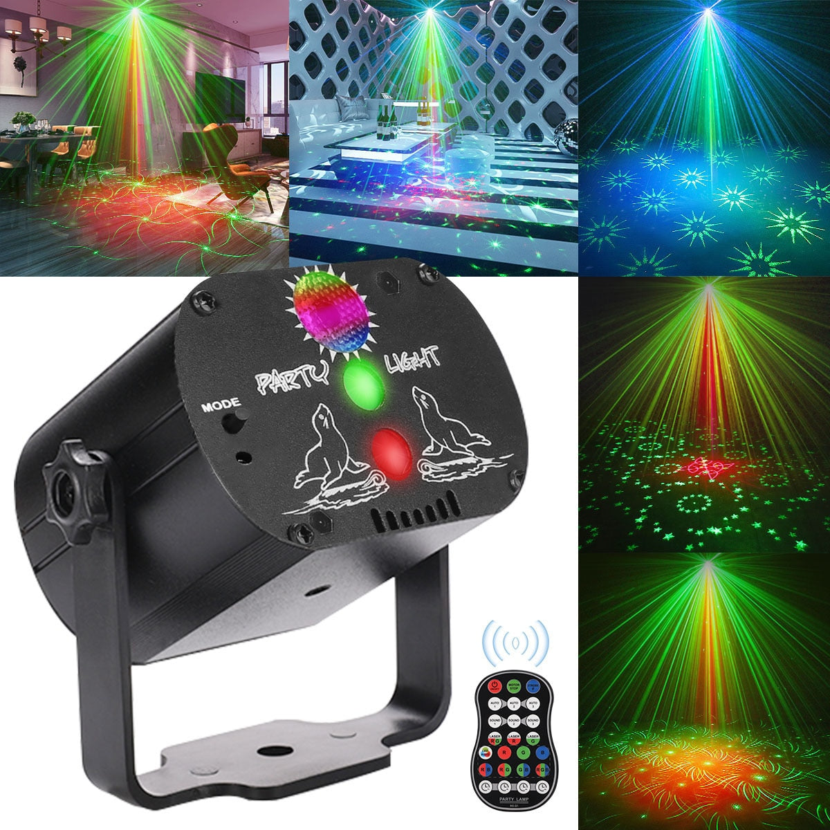 Mini RGB Disco Lights DJ LED Laser Stage Projector Red Blue Green Lights USB Remote Control Wedding Birthday Party DJ Lights