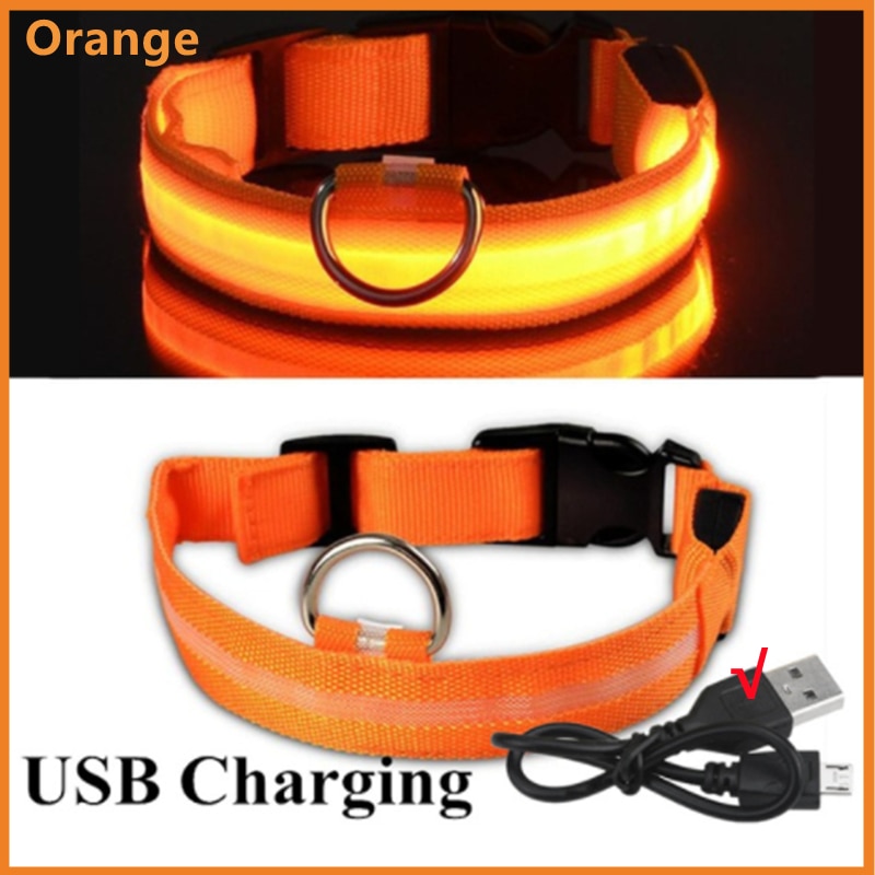 Glowing LED Dog Collar Adjustable & Rechargeable - All Pet Sizes