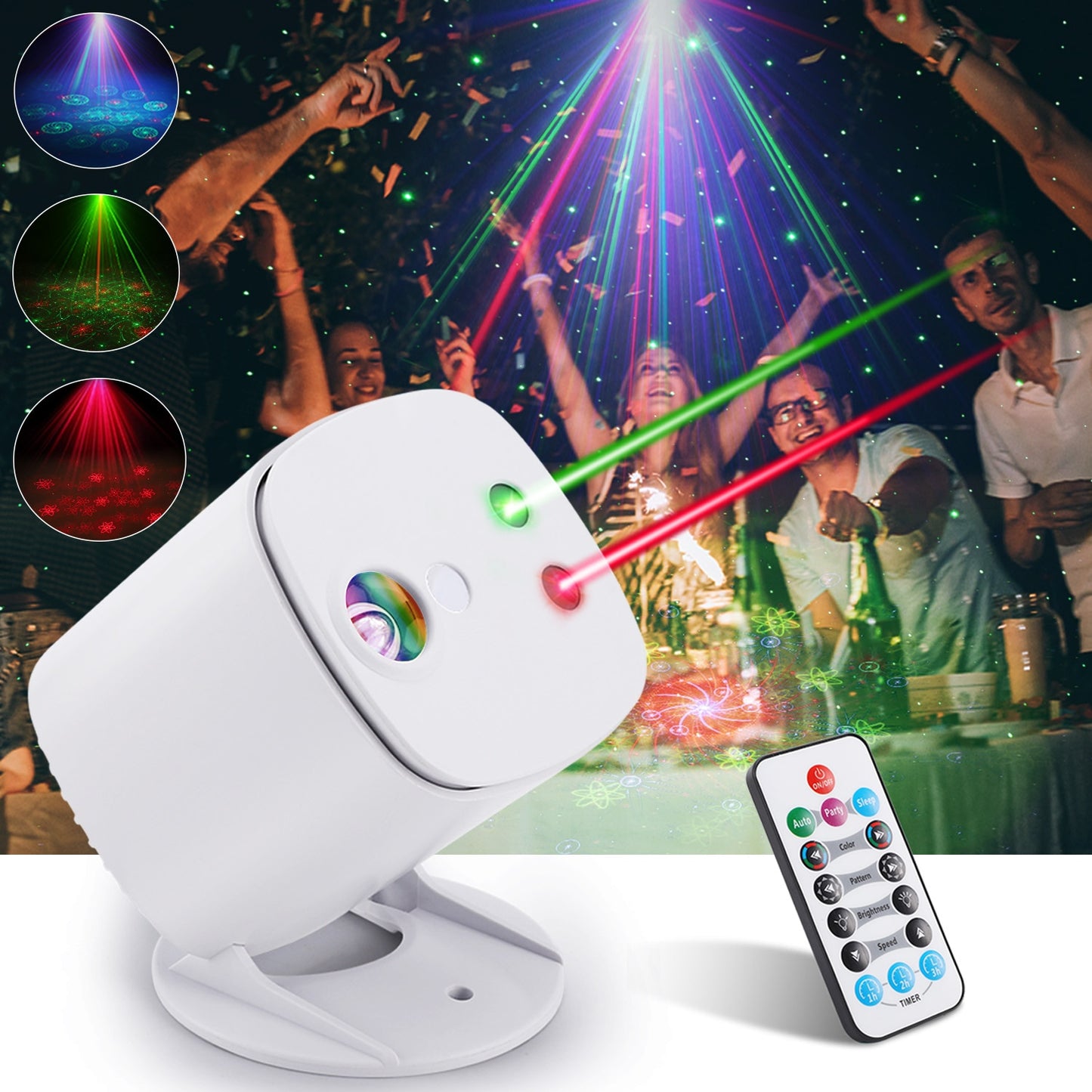 Mini RGB Disco Lights DJ LED Laser Stage Projector Red Blue Green Lights USB Remote Control Wedding Birthday Party DJ Lights